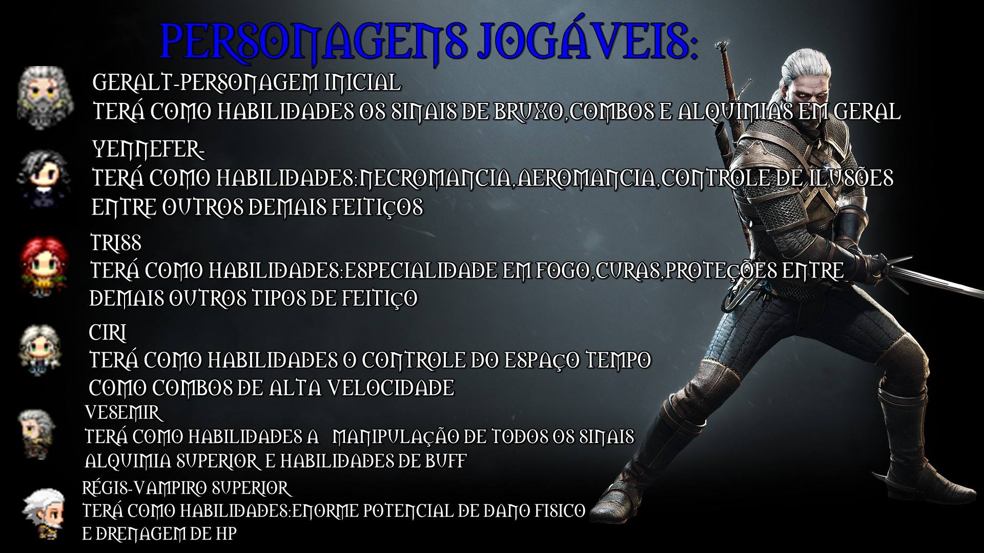 Personagens The Witcher Dungeon BR