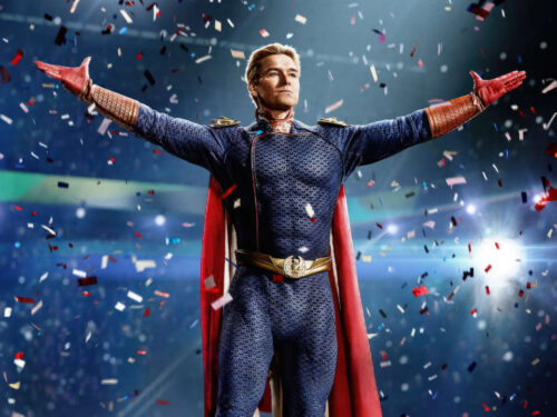 Homelander (Capitão Pátria) em cena triunfante na série The Boys, destaque da programação do Prime Video na CCXP25.