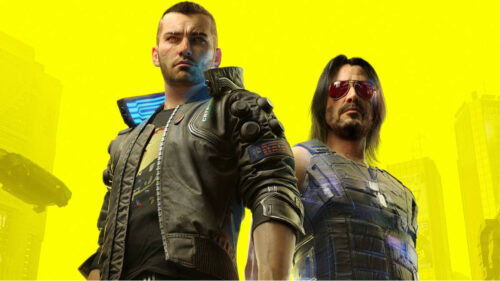 Arte de Cyberpunk 2077 mostrando dois personagens em destaque, usada para ilustrar a notícia sobre Cyberpunk 2 e os novos detalhes revelados pela CD Projekt Red.