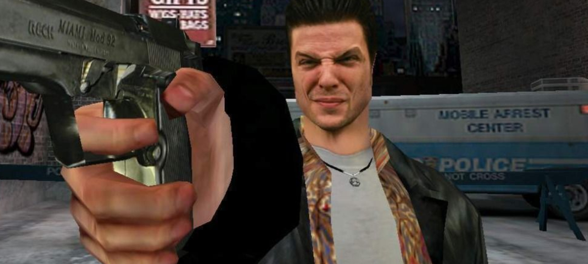 Imagem promocional do jogo Max Payne, que ganhará um remake pela Remedy Entertainment. O novo título promete reviver o clássico noir com gráficos modernos e narrativa aprimorada.