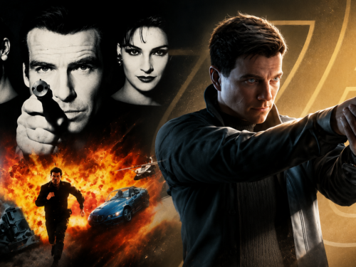 imagem mostrando a evolução dos games de James Bond, unindo a estética clássica de GoldenEye 007 com a abordagem moderna de 007 First Light.