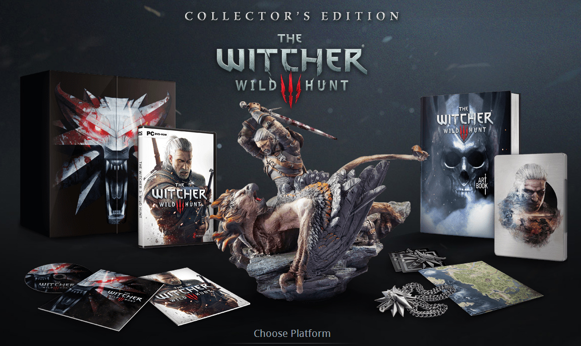 The Witcher 4 terá edição física. Edição de colecionador de The Witcher 3: Wild Hunt com estátua de Geralt, artbook, mapa, medalhão e outros itens
